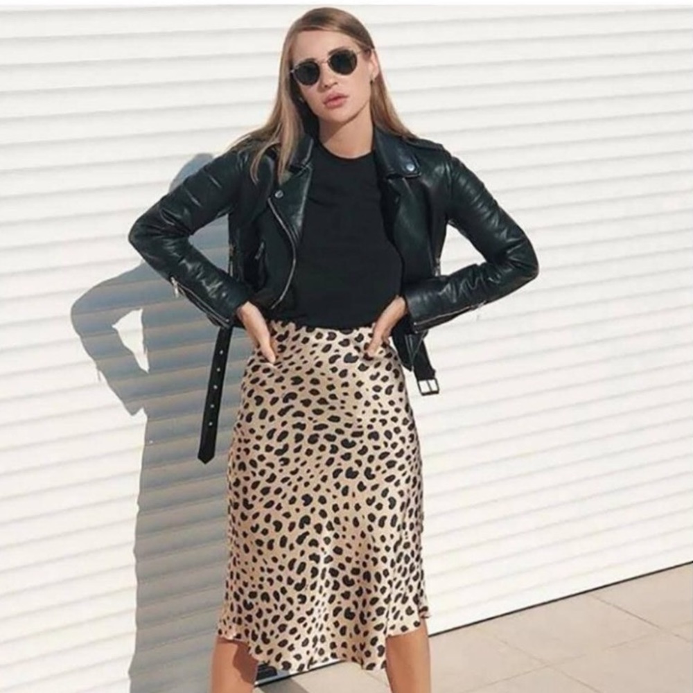 NEW Rachel Zoe Leopard Midi Skirt - Picture 2 of 10